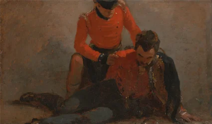 Un Highlander, Black Watch assistant un général de hussards, peut-être Lord Uxbridge - une étude pour Le B...